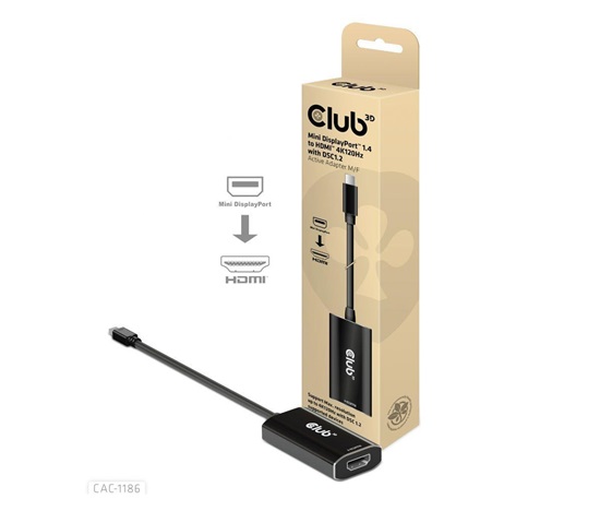 Club3D aktívny mini DisplayPort adaptér 1.4 na HDMI 4K120Hz s DSC1.2 M/F
