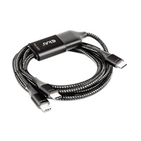 Nabíjací kábel Club3D USB Type-C, nabíjací kábel Y na 2x USB Type-C max. 100W, 1.83m/6ft M/M