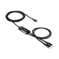 Nabíjací kábel Club3D USB Type-C, nabíjací kábel Y na 2x USB Type-C max. 100W, 1.83m/6ft M/M