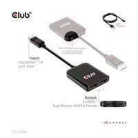 Club3D hub MST (Multi Stream Transport) DisplayPort 1.4 až 2xHDMI duálny monitor 4K60Hz (M/F)
