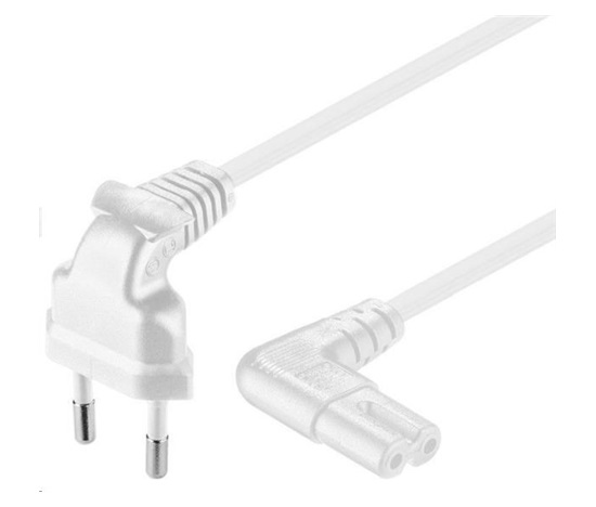 PREMIUMCORD 230V napájací kábel pre magnetofón so zahnutými konektormi 5m, biely