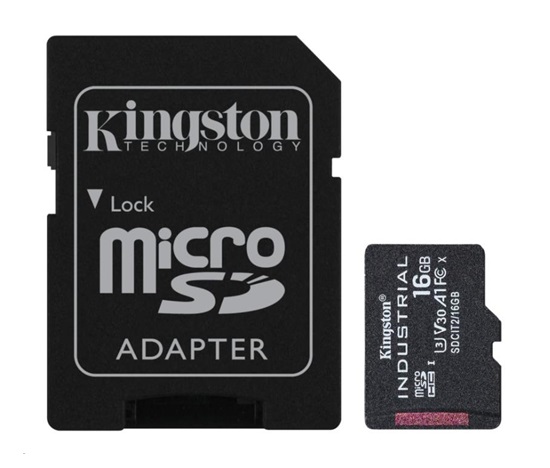 Karta Kingston 16GB microSDHC Industrial C10 A1 pSLC + adaptér SD