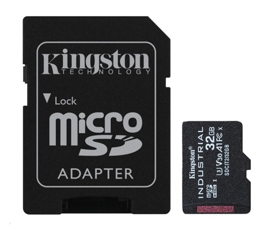 Karta Kingston 32GB microSDHC Industrial C10 A1 pSLC + adaptér SD