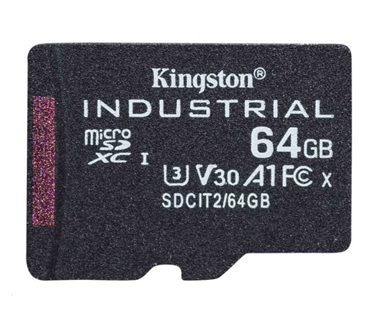 Kingston 64GB microSDXC Industrial C10 A1 pSLC karta v jednom balení