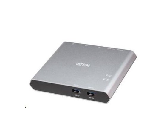 ATEN 2-portový dokový prepínač USB-C Gen 1 s priechodom pre napájanie