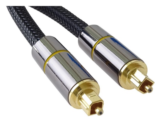 PremiumCord optický audio kábel Toslink, OD:7 mm, zlaté kovové prevedenie + nylon, 1 m