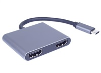 PremiumCord MST adaptér USB-C na 2x HDMI, USB3.0, PD, 4K a FULL HD 1080p rozlíšenie