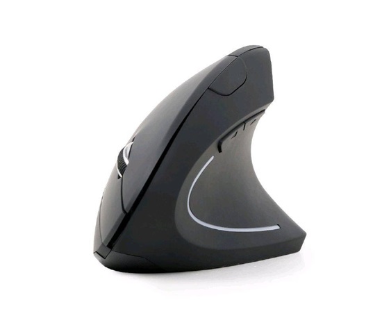 Myš GEMBIRD MUSW-ERGO-01, vertikálna, bezdrôtová, prijímač USB, čierna