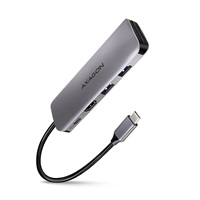 AXAGON HMC-5, USB 3.2 Gen 1 hub, porty 2x USB-A, HDMI, SD/microSD slot, PD 100W, kábel USB-C 20cm