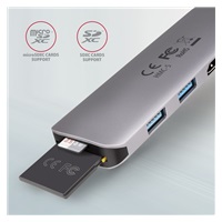 AXAGON HMC-5, USB 3.rozbočovač 2. generácie, 2x porty USB-A, HDMI, slot SD/microSD, 100W PD, 20cm kábel USB-C