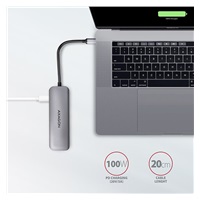 AXAGON HMC-5, USB 3.rozbočovač 2. generácie, 2x porty USB-A, HDMI, slot SD/microSD, 100W PD, 20cm kábel USB-C