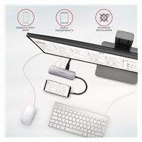 AXAGON HMC-5, USB 3.rozbočovač 2. generácie, 2x porty USB-A, HDMI, slot SD/microSD, 100W PD, 20cm kábel USB-C