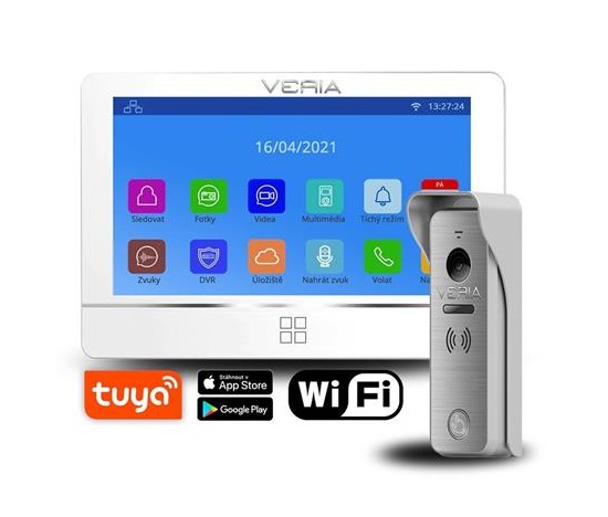 Veria SET Videotelefon  8277B-W (Wi-Fi) bílý + vstupní stanice  831 série 2-WIRE