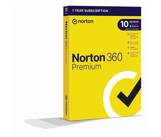 NORTON 360 PREMIUM 75GB +VPN 1 používateľ pre 10 zariadení na 1 rok BOX