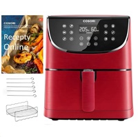 Cosori CP158-AF PREMIUM – 5.5L horkovzdušná fritéza + 5x špíz a gril. rošt, red