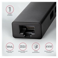 AXAGON HMC-GL3A, USB 3.rozbočovač 2. generácie, 3x USB-A + gigabitový ethernetový port, kov, 20 cm kábel USB-C
