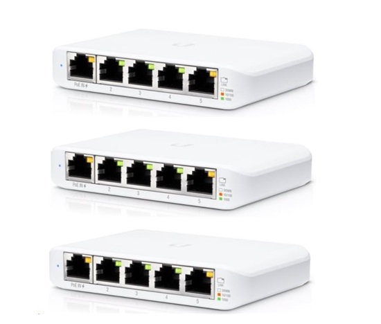 UBNT UniFi Switch USW-Flex-Mini-3, 3-pack [5xGigabit, 1xPoE In]