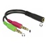 Adaptér PREMIUMCORD 4-pólový jack3,5 mm pre slúchadlá a mikrofón, 30 cm