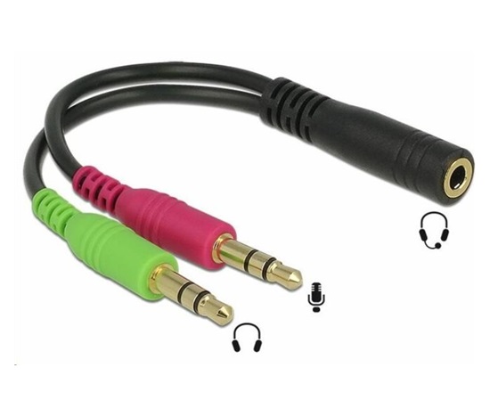 Adaptér PREMIUMCORD 4-pólový jack3,5 mm pre slúchadlá a mikrofón, 30 cm