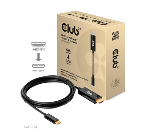 Club3D aktívny kábel HDMI na USB-C, 4K60Hz, 1.8m, M/M