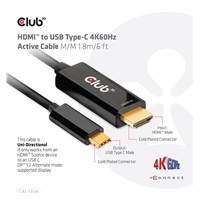 Club3D aktívny kábel HDMI na USB-C, 4K60Hz, 1.8m, M/M