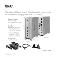 Club3D USB-C, Triple Display DP 1.4 Alt mode Displaylink Dynamic PD Charging Dock so 120 W PS