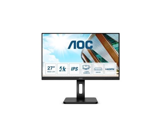 AOC MT IPS LCD WLED 27" U27P2CA - IPS panel, 3840x2160, 2xHDMI, DP. USB-C, USB, repro, pivot