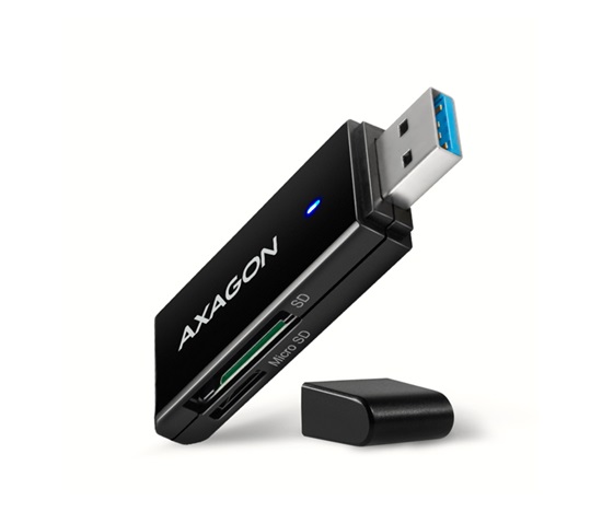 AXAGON CRE-S2N, USB-A 3.2 Gen 1 - čítačka kariet SUPERSPEED, 2-slotová a lun SD/microSD, podpora UHS-I