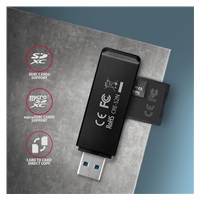 AXAGON CRE-S2N, USB-A 3.2 Gen 1 - čítačka kariet SUPERSPEED, 2-slotová a lun SD/microSD, podpora UHS-I