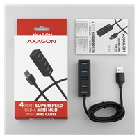 AXAGON HUE-M1AL, 4x USB 3.rozbočovač 2 Gen 1 MINI, kovový, kábel USB-A 1.2m
