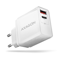 AXAGON ACU-PQ22W, sieťová nabíjačka PD & QC 22 W, 2x port (USB-A + USB-C), PD3.0/QC3.0/AFC/FCP/Apple, biela