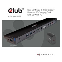 Dokovacia stanica Club3D USB-C 3.2 s napájacím adaptérom Triple Dynamic Display PD, 100 W