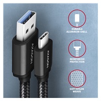 AXAGON BUCM3-AM15AB, SPEED kábel USB-C <->USB-A, 1</->.5 m, USB 3.2 Gen 1, 3A, ALU, opletenie, čierna