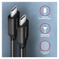 AXAGON BUCM3-CM15AB, SPEED kábel USB-C <->USB-C, 1</->.5 m, USB 3.2 Gen 1, PD 60W 3A, ALU, opletenie, čierna