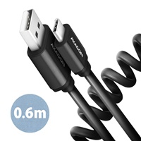 AXAGON BUCM-AM10TB, TWISTER kábel USB-C USB-A, 0.6 m, USB 2.0, 3A, ALU, tpe, čierna