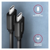 AXAGON BUCM-CM10TB, TWISTER kábel USB-C <-> USB-C, 0.6 m, USB 2.0, PD 60W 3A, ALU, tpe, čierny