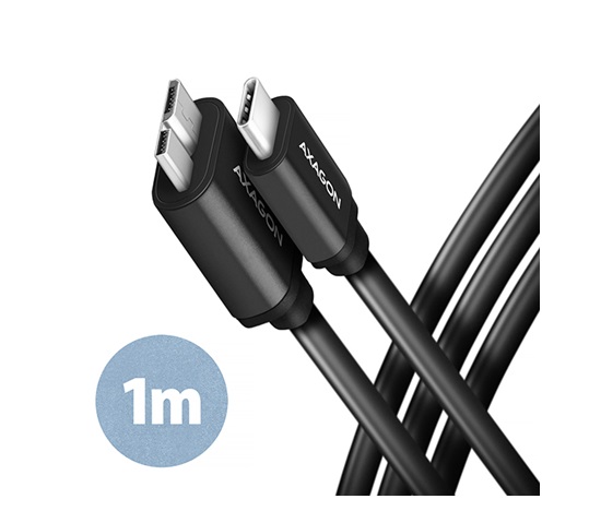 AXAGON BUMM3-CM10AB, SPEED kábel Micro-B USB <->USB-C, 1 m, USB 3</->.2 Gen 1, 3A, ALU, tpe, čierna