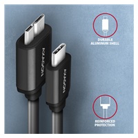 AXAGON BUMM3-CM10AB, SPEED kábel Micro-B USB <->USB-C, 1 m, USB 3</->.2 Gen 1, 3A, ALU, tpe, čierna