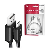 AXAGON BUMM-AM20AB, HQ kábel Micro USB <->USB-A, 2 m, USB 2</->.0, 2.4A, ALU, oplet, čierny