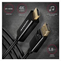 AXAGON RVD-HI14C2, DisplayPort -> HDMI 1.4 redukcie / kábel 1.8 m, 4K/30 Hz