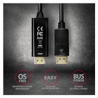 AXAGON RVD-HI14C2, DisplayPort -> HDMI 1.4 redukcie / kábel 1.8 m, 4K/30 Hz