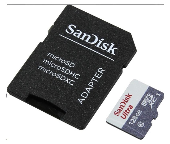 Karta SanDisk MicroSDXC 128 GB Ultra (80 MB/s, trieda 10 - balenie pre tablety, Android) + adaptér