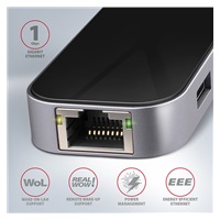 AXAGON HMC-6GL, USB 3.2 Gen 1 hub, porty 3x USB-A, HDMI 4k/30Hz, RJ-45 GLAN, PD 100W, kábel USB-C 20cm