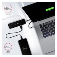 AXAGON HMC-6GL, USB 3.2 Gen 1 hub, porty 3x USB-A, HDMI 4k/30Hz, RJ-45 GLAN, PD 100W, kábel USB-C 20cm