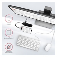 AXAGON HMC-6GL, USB 3.2 Gen 1 hub, porty 3x USB-A, HDMI 4k/30Hz, RJ-45 GLAN, PD 100W, kábel USB-C 20cm