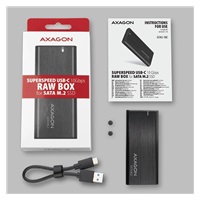AXAGON EEM2-SBC, USB-C 3.2 Gen 2 - M.2 SATA SSD kovový box RAW, bez skrutiek