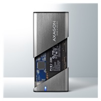 AXAGON EEM2-SG2, USB-C 3.2 Gen 2 - M.2 NVMe a SATA SSD kovový RAW box, bez skrutiek, strieborný