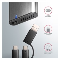 AXAGON EEM2-SG2, USB-C 3.2 Gen 2 - M.2 NVMe a SATA SSD kovový RAW box, bez skrutiek, strieborný