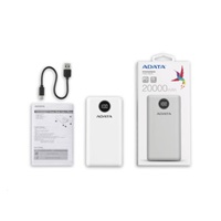 ADATA PowerBank P20000QCD - externá batéria pre mobilný telefón/tablet 20000mAh, 2,1A, biela (74Wh)