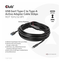 Club3D Kabel USB-C na USB-A, Aktivní adaptér/kabel, 5 Gbps (M/F), 10m